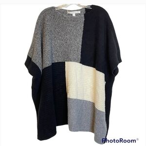 Nordstrom Collection 100% Cashmere Colorblock Poncho Sweater